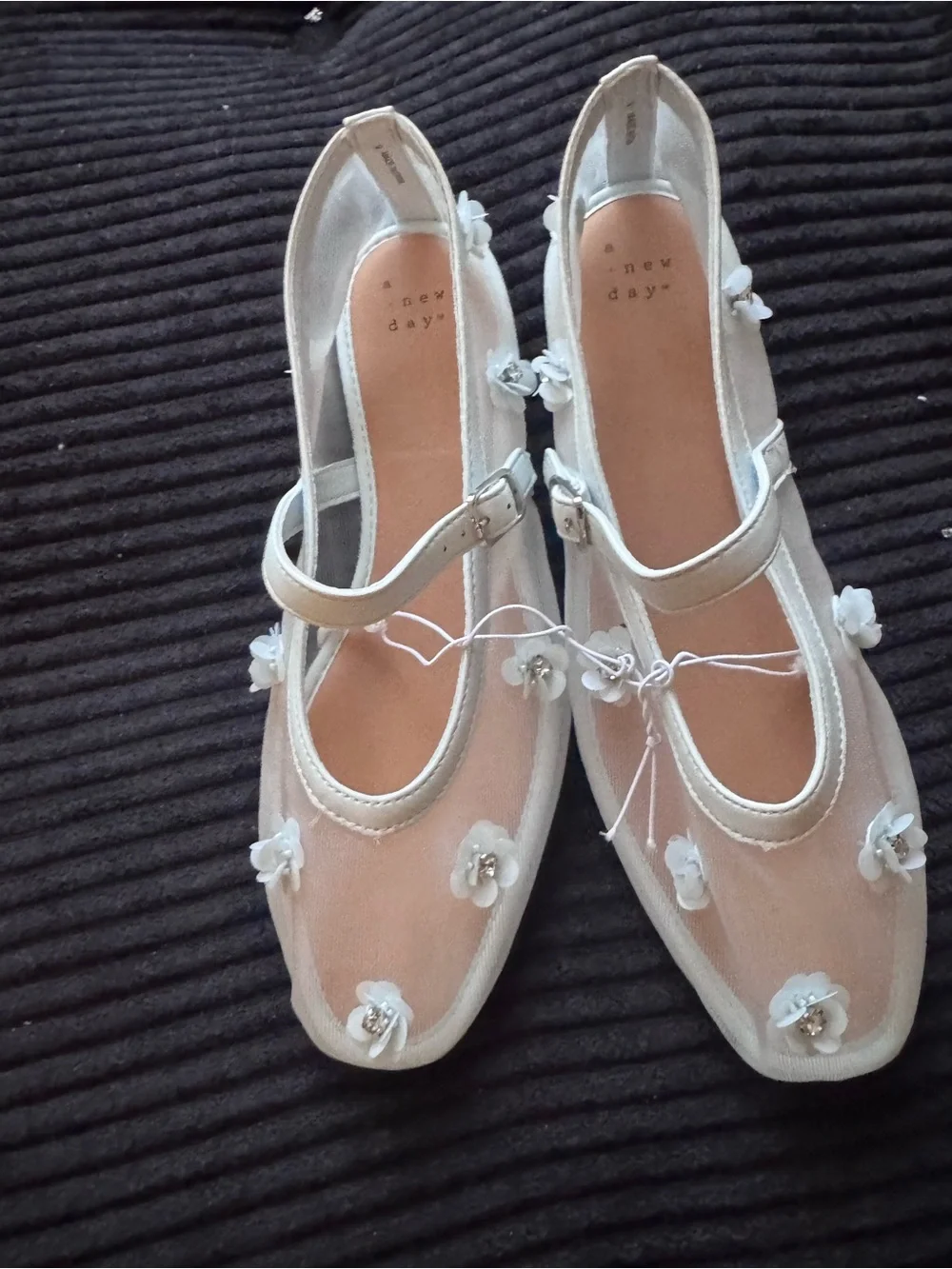 a new day light blue Floral Mesh Ballet Flats size 9